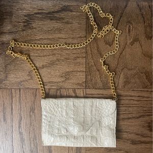 J.J. Winters White Leather Crossbody Bag with gold chain